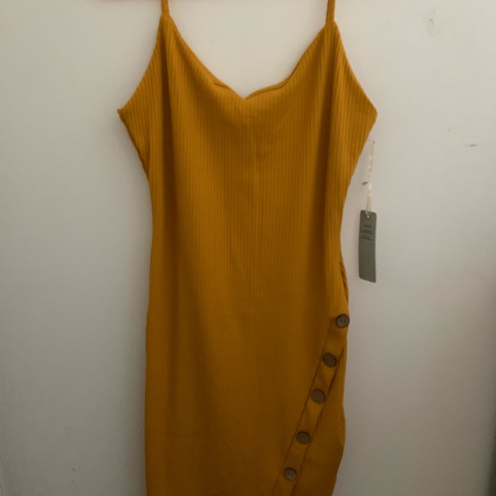 Beautiful brown mustard casual-dress